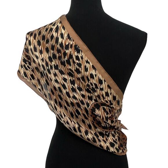 Vintage Silk Cheetah Animal Print Scarf Career Workwear Business Mob Wife - Picture 2 of 12